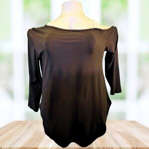 SHEIN Curve Black Cold Shoulder Top 4XL Asymmetrical Stretch Blouse Plus Size